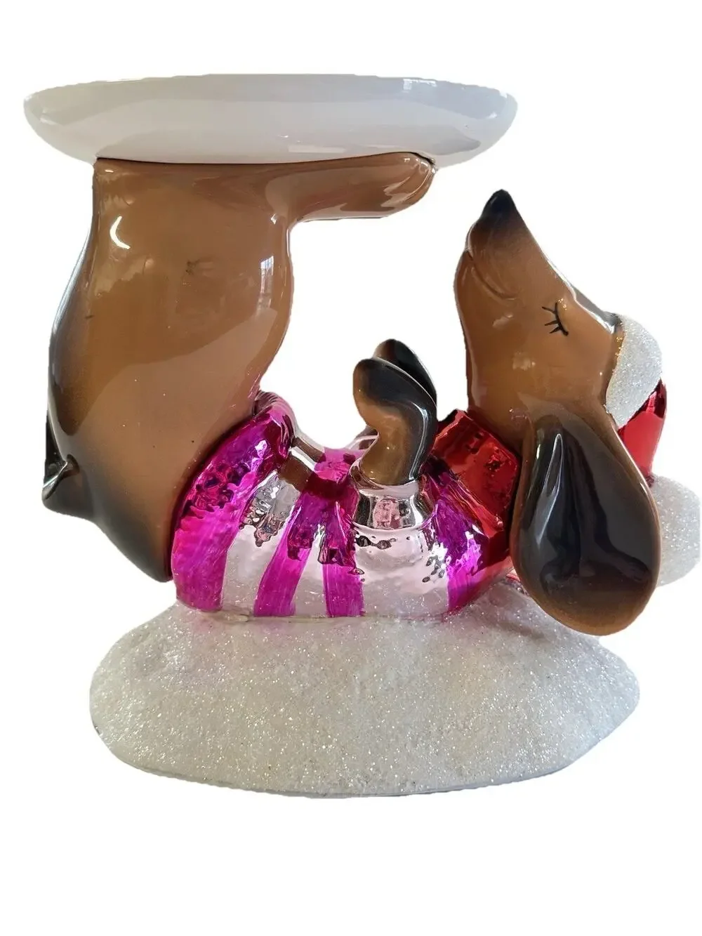 Bath & Body Works Dachshund in the Snow 3-Wick Candle Holder Pedestal ALL NEW